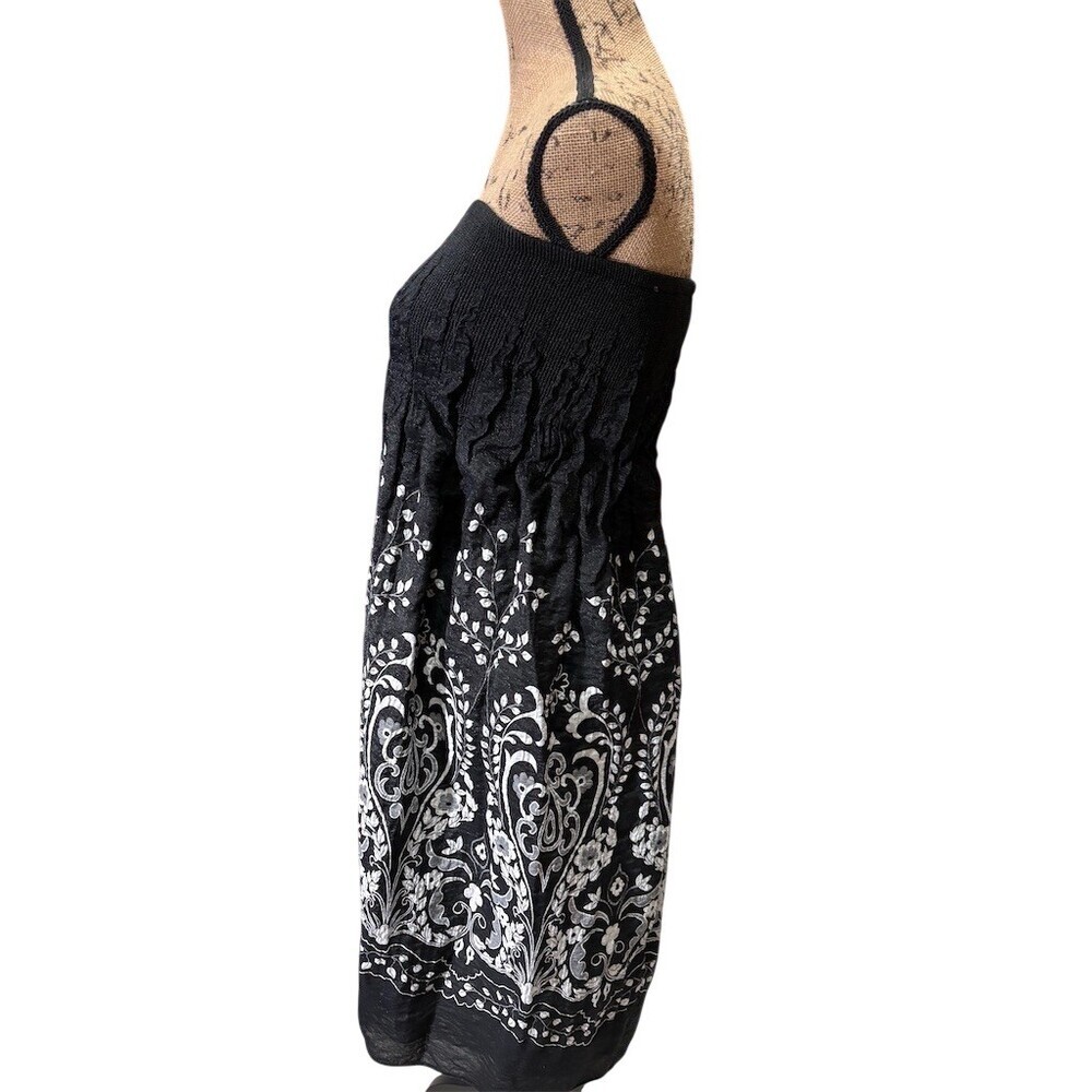 MSK Dress Womens XL Strapless Black & White Shimmer Floral Paisley Babydoll - Picture 5 of 8